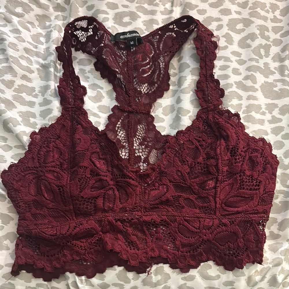 Ambiance Burgundy Lace Crop Top